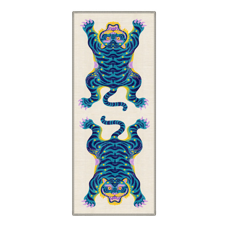 Valor Inspired Machine Washable Yellow / Blue / Beige / Purple Indoor Area Rug with Non-Slip Backing, Runner 2' x 6'