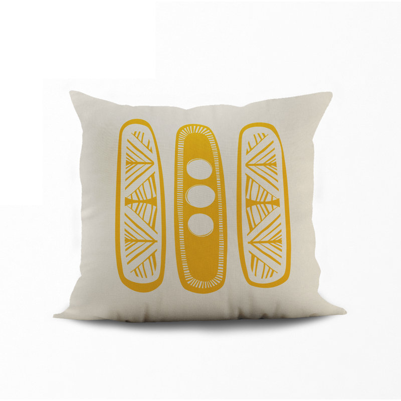 Jeté carré en polyester intérieur / extérieur, L 17 po x H 17 po, Jaune