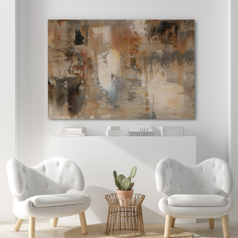 Abstrait, nuances neutres et neutres, impression sur toile encadrée, Toile tendue, H 16 po x l 24 po x P 1,5 po