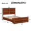 Grand lit en noyer avec tête de lit géométrique 3D et banc de rangement, rangement à 4 tiroirs, mobilier de chambre moderne-303340303-303340302