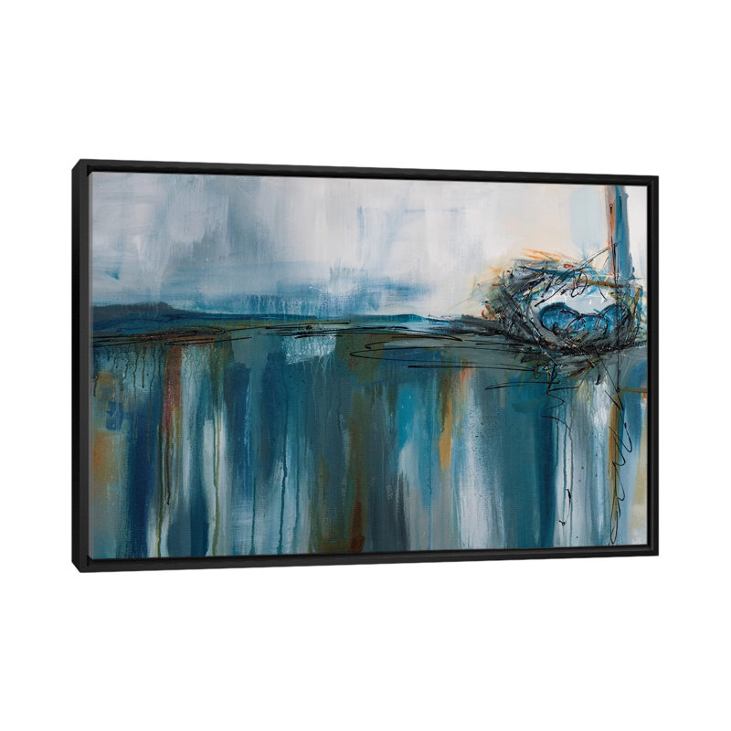 " Nesting " by Jane M. Robinson, 18" H x 26" W x 1.5" D, Black Framed Canvas, No Mat