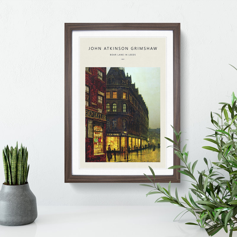 Boar Lane Leeds by Lamplight Vol.2 by Pierre-Auguste Renoir - Picture Frame Art Prints, 36cm H x 27cm W x 2cm D, Walnut