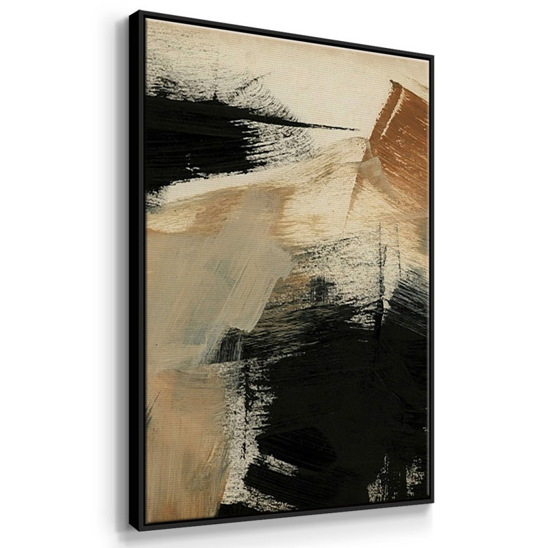 " Baked Paintstrokes I " 3 - Pieces, 27" H x 54" W, Black