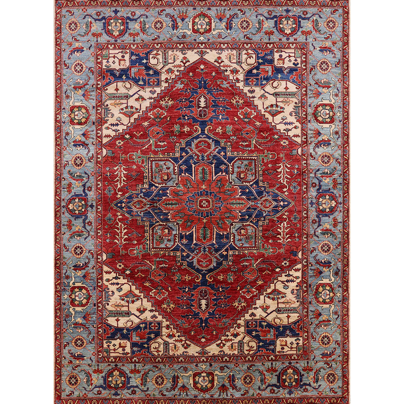 Tapis oriental rouge / beige / bleu Runell, Rectangle 8' x 12'