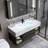 Gorana 39.4" Modern Floating Bathroom Vanity with Burnished Stone Top and Gold Handles
