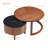 Round Nesting Coffee Table Fluted with Drawer