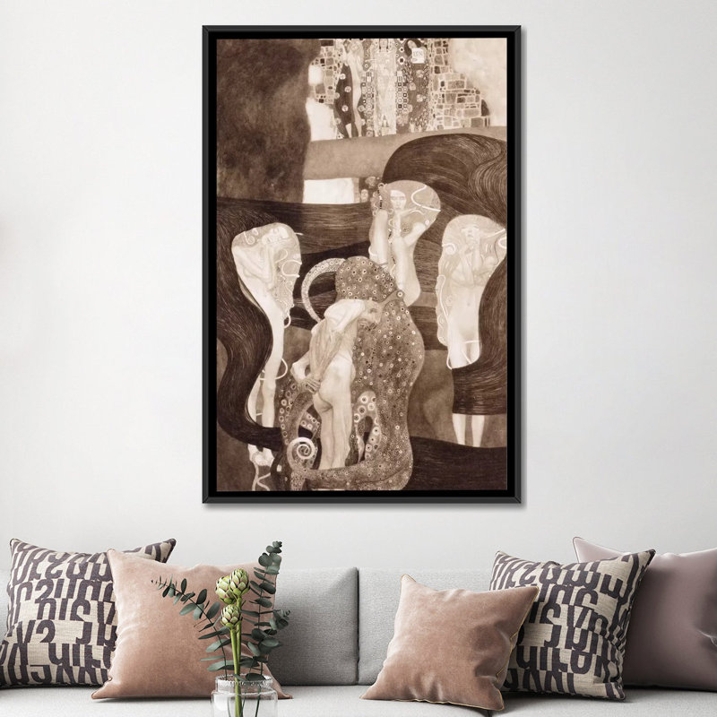 « jurisprudenz » par gustav klimt,, reproduction d’art sur toile, H 26 po x l 18 po x P 1,5 po, Toile avec cadre noir