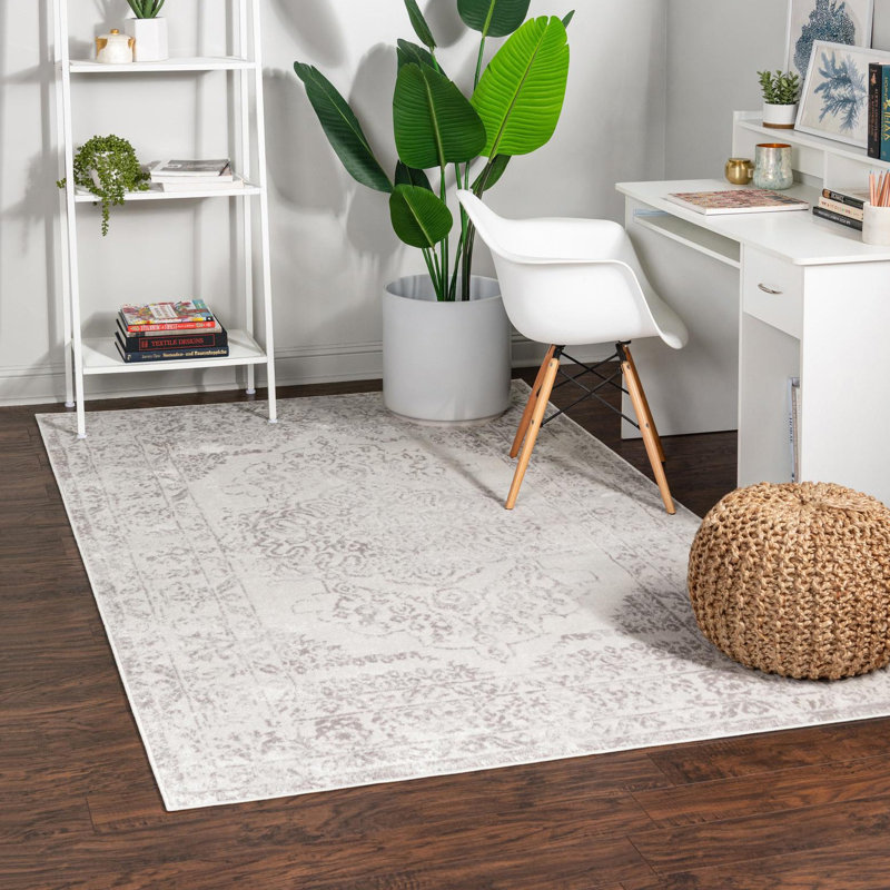 Tapis oriental ivoire / gris Ariella, Rectangle 6 pi 1 po x 9 pi