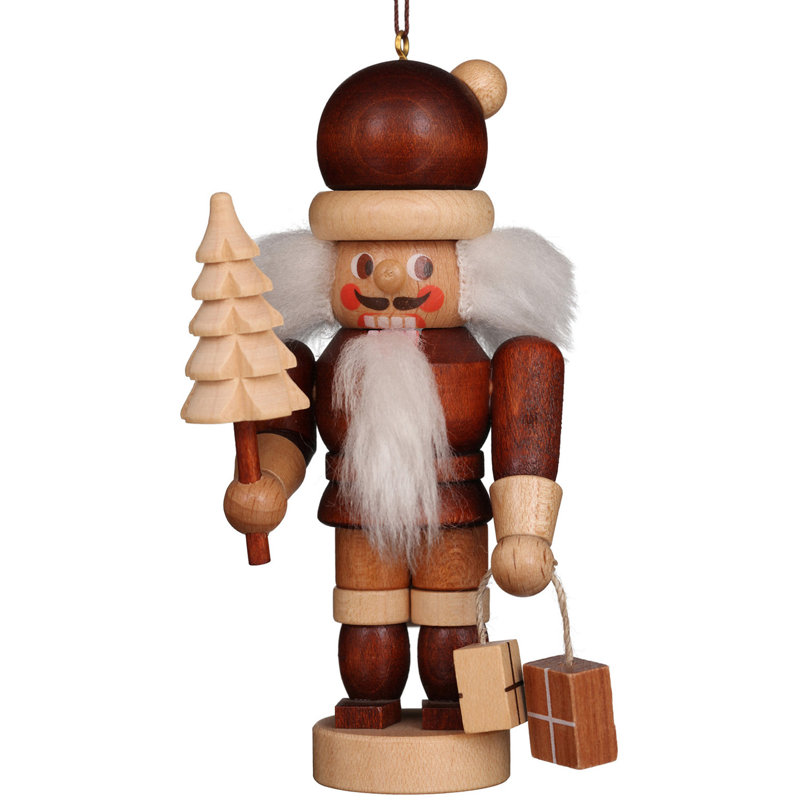 Mini-père noël en bois naturel casse-noisette