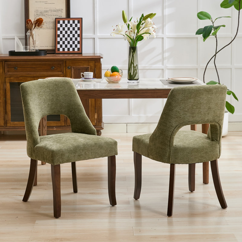 19.7" Modern Upholstered Dining Chair with Soild Wood Frame, Green