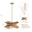Luminaire tambour en bois naturel 6 lumières de style moderne l 30 po avec abat-jour en corde de coton tissé à la main pour la salle à manger ou la chambre à coucher