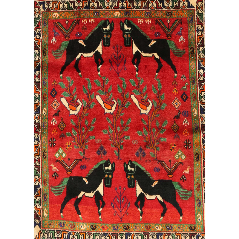 Tapis rouge / noir Southwestern, Rectangle 3 pi x 5 pi