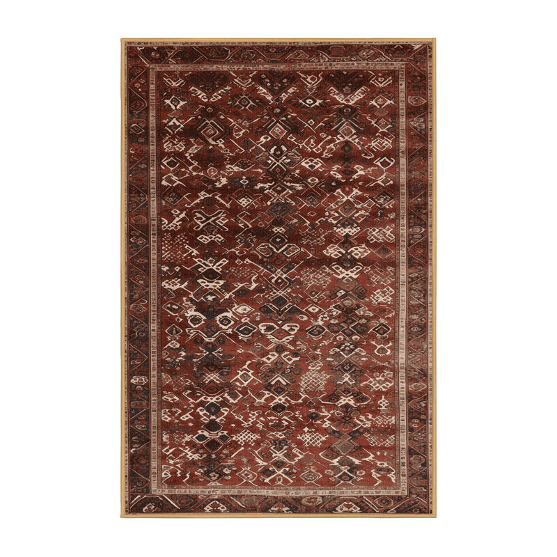 Machine Washable Persian Brown Area Rug, Rectangle 2' x 3'
