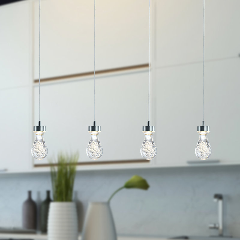 Luminaire suspendu 4 lumières à DEL Atoka, Nickel