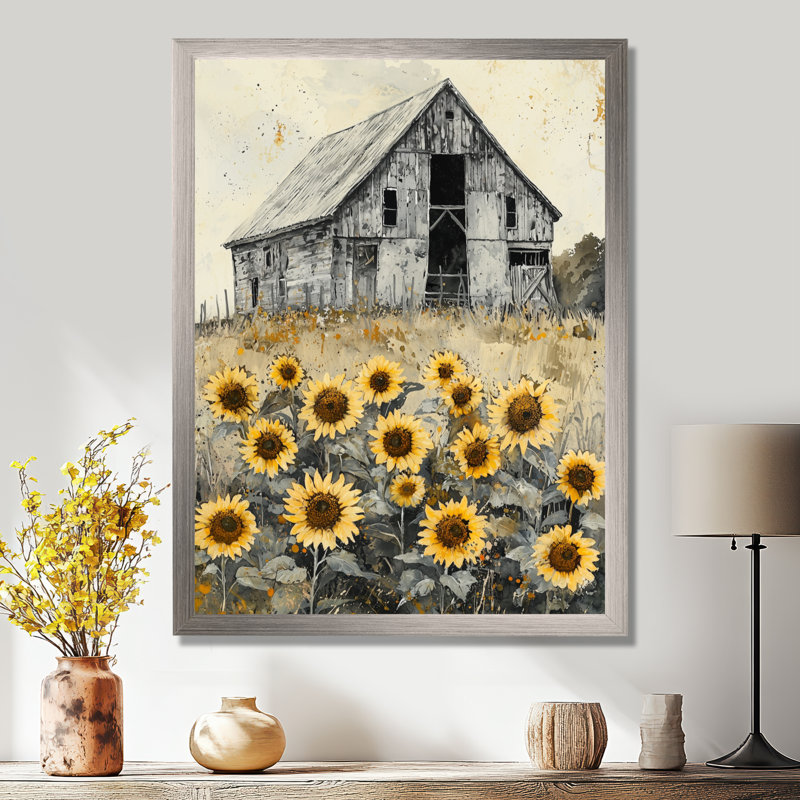 Dorsy - impression sur toile florale, H 44 po x l 34 po, Picture Framed, Argent argent