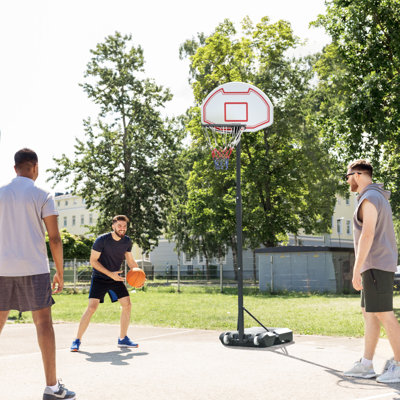 Support de panier de basketball portatif Soozier, système de basketball réglable en hauteur de 5,1 à 6,9 pieds avec panneau de 29 po et roues pour une utilisation intérieure et extérieure