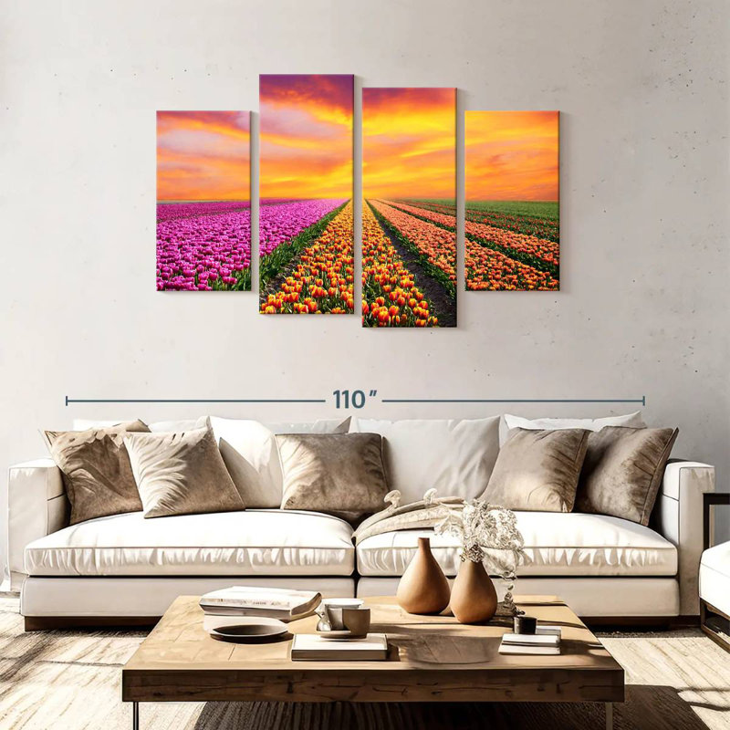 Alvord Vibrant Spring Tulip Rows, 48" H x 75" W
