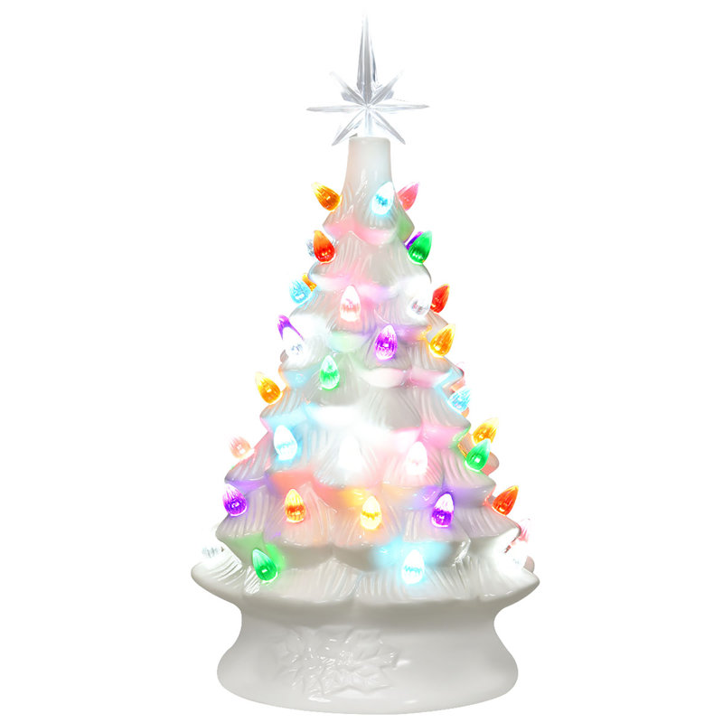 Arbre de Noël artificiel pin vert / bleu / jaune 1,2 pi avec 12 lumières multicolores