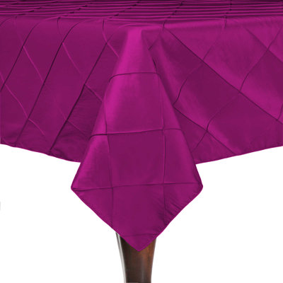 Everly Quinn Embroidered Pintuck Taffeta Tablecloth Raspberry