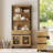 Modern 72" Tall Bookcase With Drawer And Open Book Shelfs, Library Book Shelf With Glass Doors Storage Cabinet, Wood Freestanding Bookshelf For Home Office, Living Room, Oak-636969202-636969204-636969208