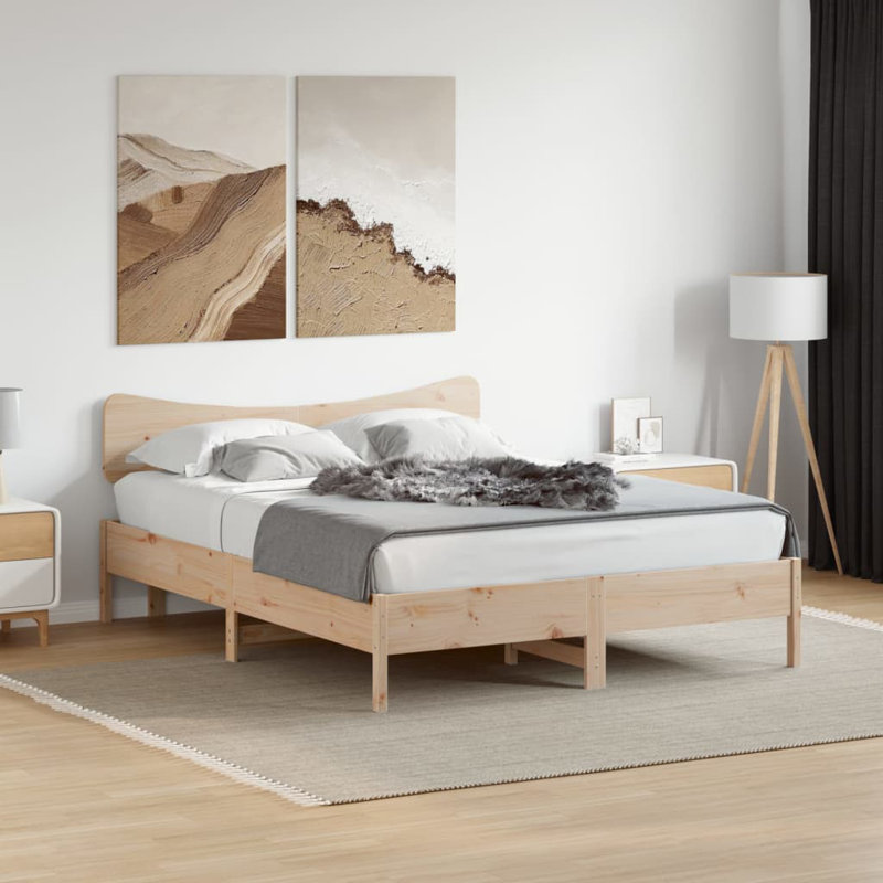 Meleka Solid Wood Panel Headboard, Small Double - 120 x 190 cm, Natural