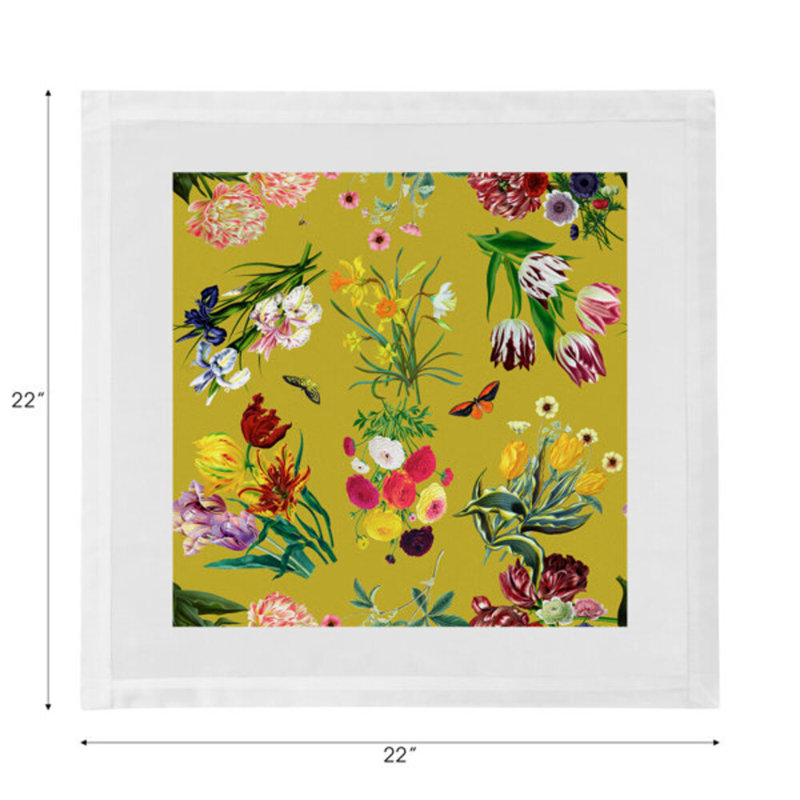 Flora Fauna Cotton Sateen Dinner Napkins, Acid