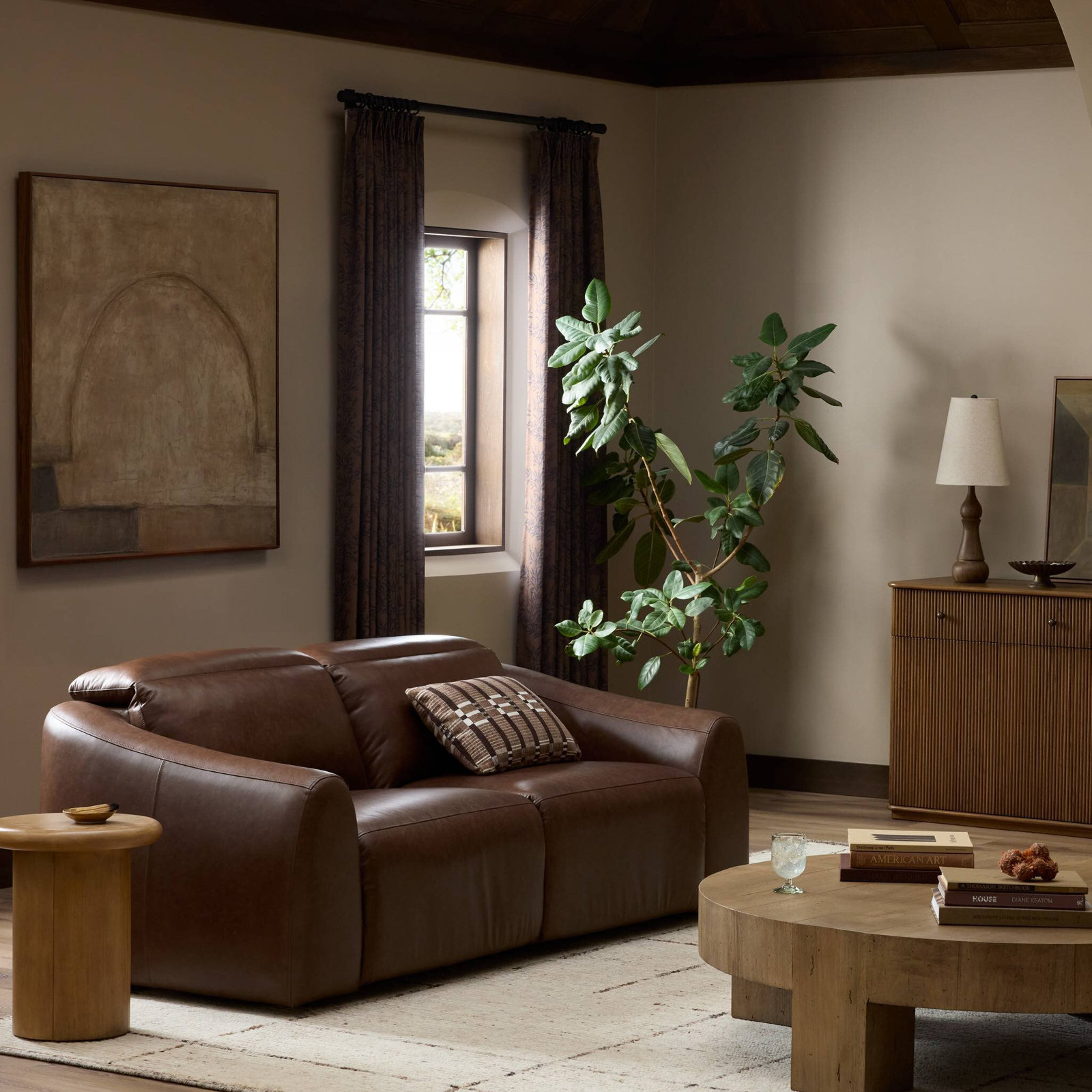 Phillips Upholstered Sofa, Sonoma Coco Top Grain Leather