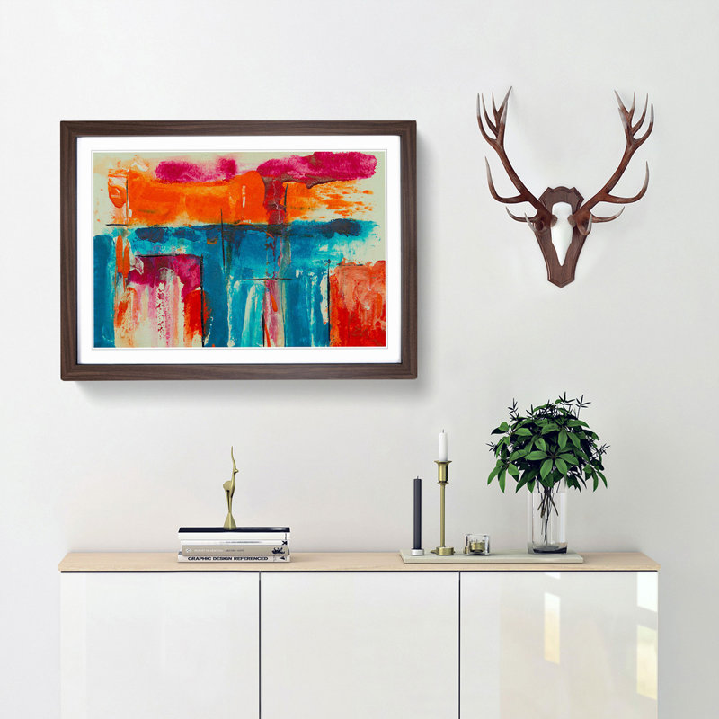 Abstract Art Painting Vol.305 by S.Johnson - Framed Print, 36cm H x 48cm W x 2cm D, Walnut Framed
