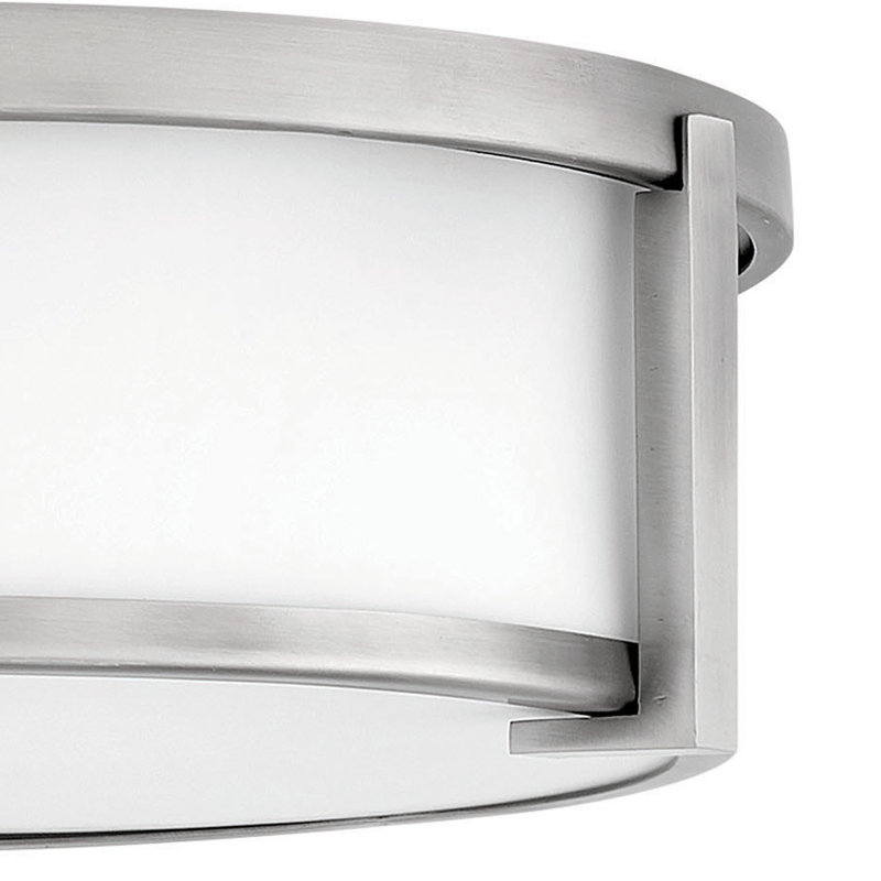 Lowell Modern Flush Mount Ceiling Light, Nickel antique, H 4,75 po x l 13,25 po x P 13,25 po