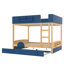 Grand lit superposé avec lit gigogne, cadre de lit superposé en bois avec bibliothèque intégrée et garde-corps de sécurité de haute qualité, conception de forme d'automobile pour enfants, bleu, naturel-1100890778-1100890782