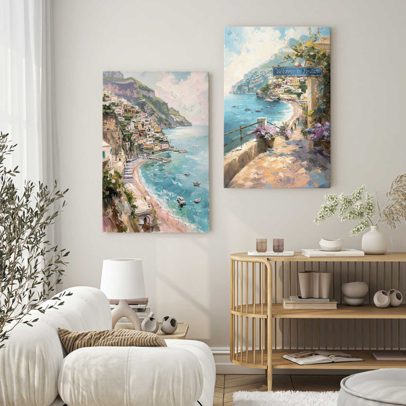 Ensemble 2 pièces Coastal Charm Paradise sur toile par Azure Artisanal Studio, Toile tendue, H 12 po x l 16 po x P 1,25 po