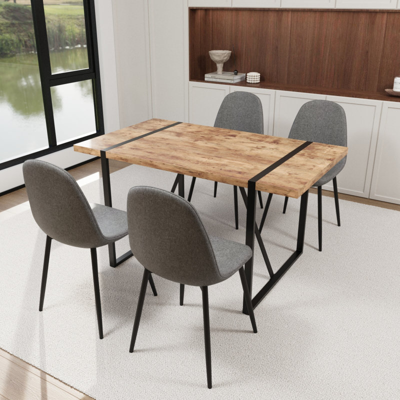 Ensemble de table de salle à manger en bois aggloméré de 55 po avec ensemble de 4 pièces, ensemble de table de salle à manger de style médiéval