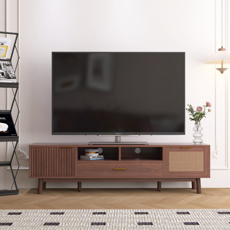 67" Width Dark Brown Entertainment Center, TV Stand For Tvs Up To 75"