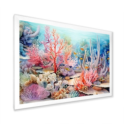 Rose et bleu sous l'eau, corail Wold I - art mural corail sous l'eau