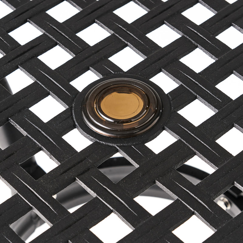 Table carrée de 39,94 po en aluminium, sable noir, mobilier de patio en aluminium, pour la salle à manger