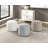 Modern Pouf Off-White Faux Fur Fabric Upholstered Ottoman, Footstool, Non-Slip Floor Pouf, Bean Bag Chair, 1Pc Sitting Pouf-924157567