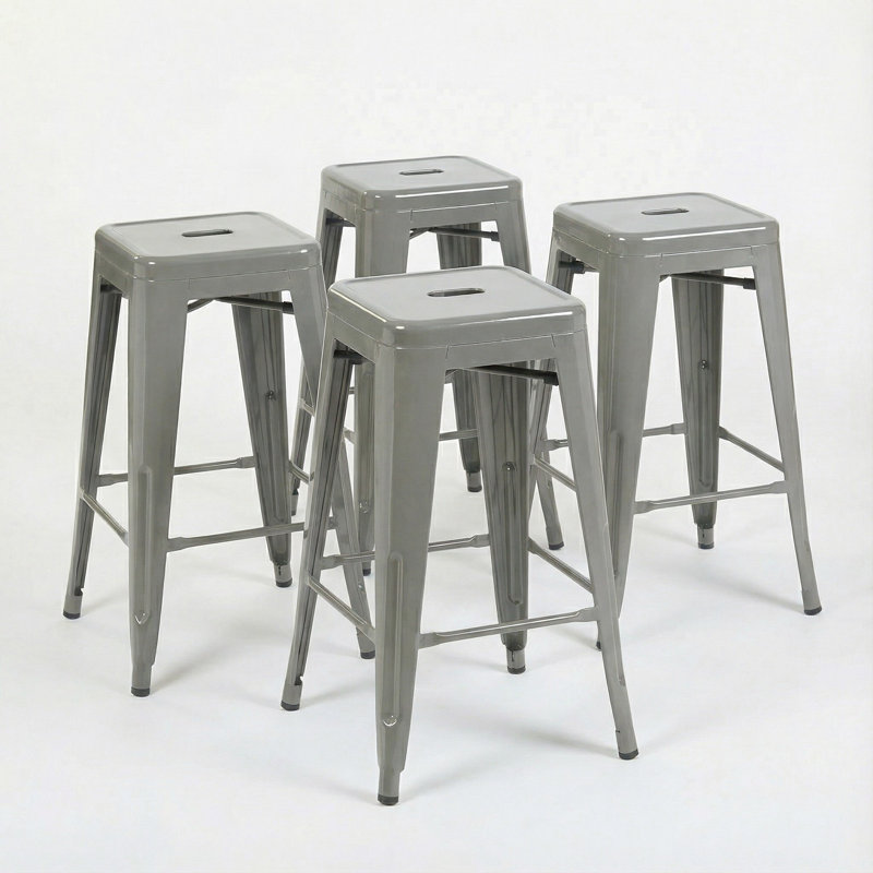Counter Stool with Metal Frame, Silver