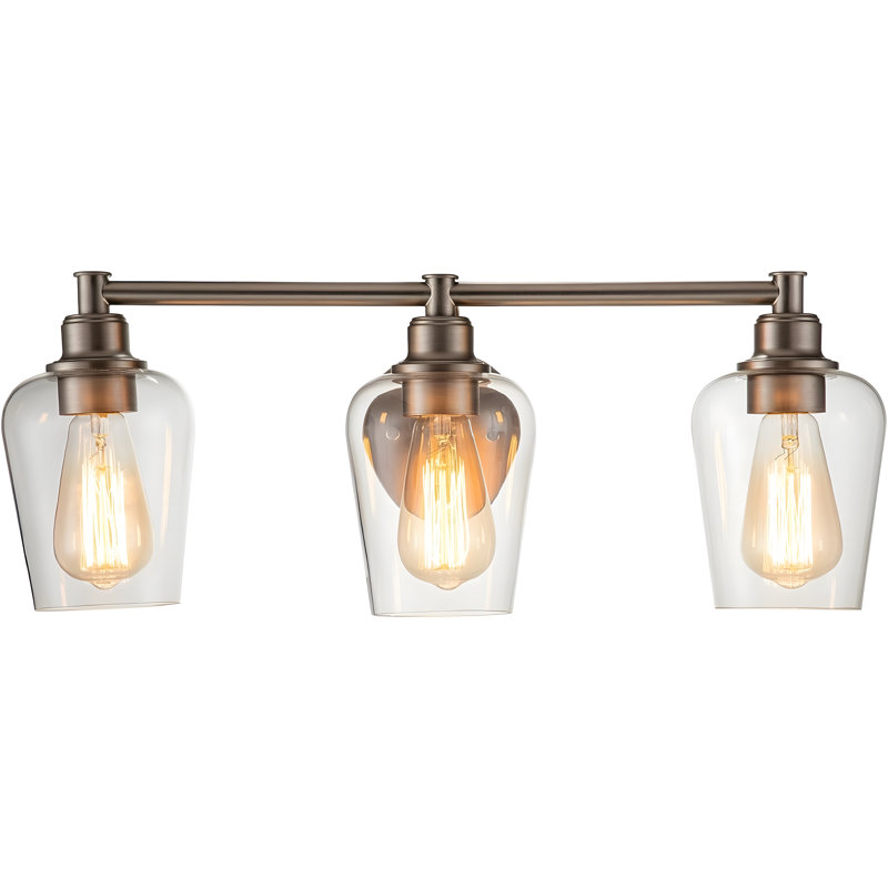 Brushed Nickel 3-Light Vanity Fixture with Clear Glass Shades