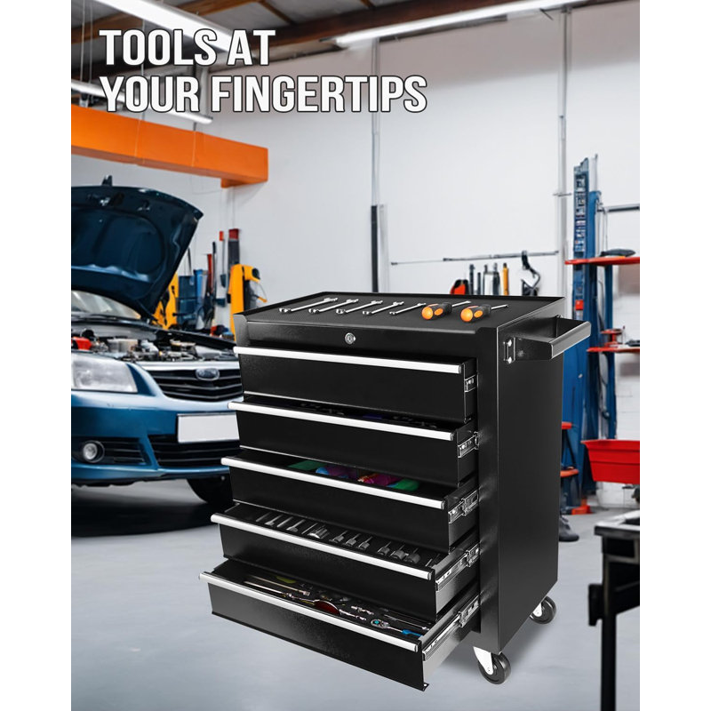 Rolling Tool Chest, 5-Drawer Tool Box Organizer with Wheels,Tool Cart with 7 Organizer Tray Divider Set, Large Rolling Tool Cabinet Organizer