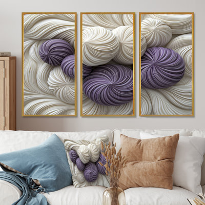 Or et mauve de Noël tourbillon de menthe poivrée IV - ensemble de décoration murale de Noël