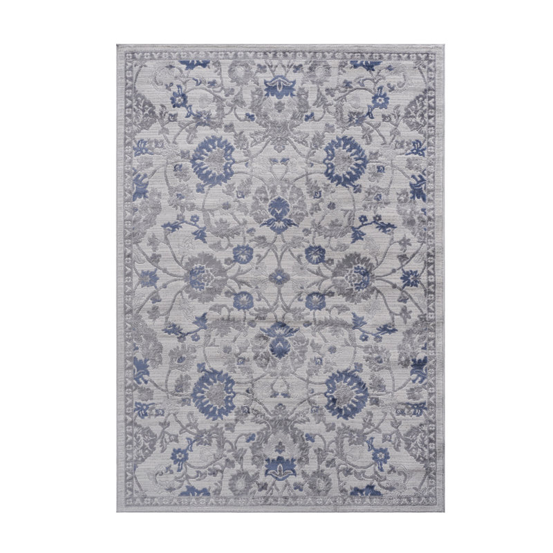Blue/Silver/Oriental Non-Shedding Living Room Bedroom Dining Home Office Stylish And Stain Resistant Area Rug