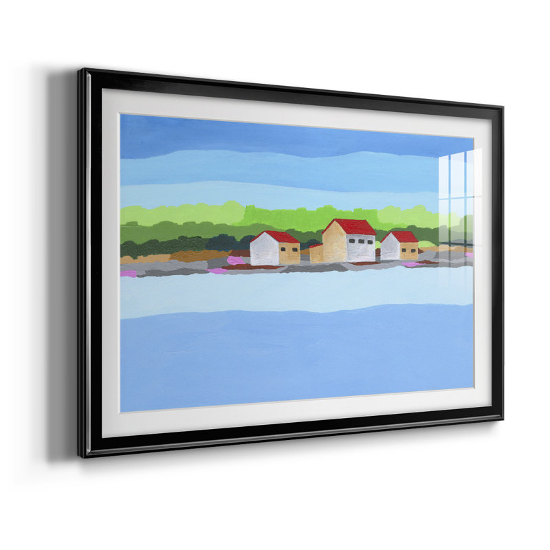 Paysage de toit rouge II - reproduction de cadre photo, Noir, H 26,5 po x l 36,5 po x P 1 po