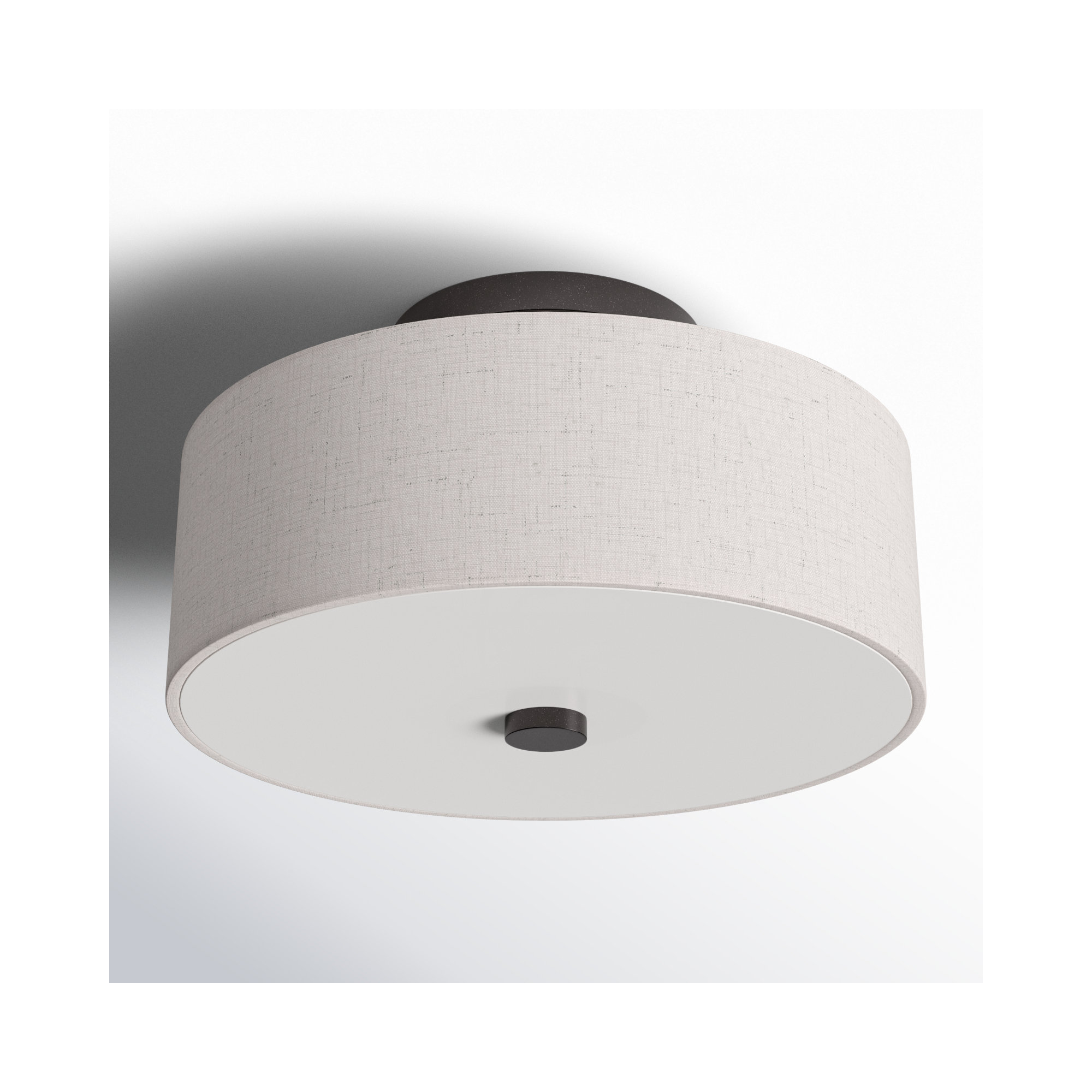 Flaire 2 Light Fabric Semi Flush Mount, English Bronze, 7.5" H x 13" W x 13" D