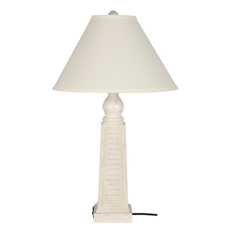 30" Shutter USB Polyresin Table Lamp (Set of 2), Distressed white
