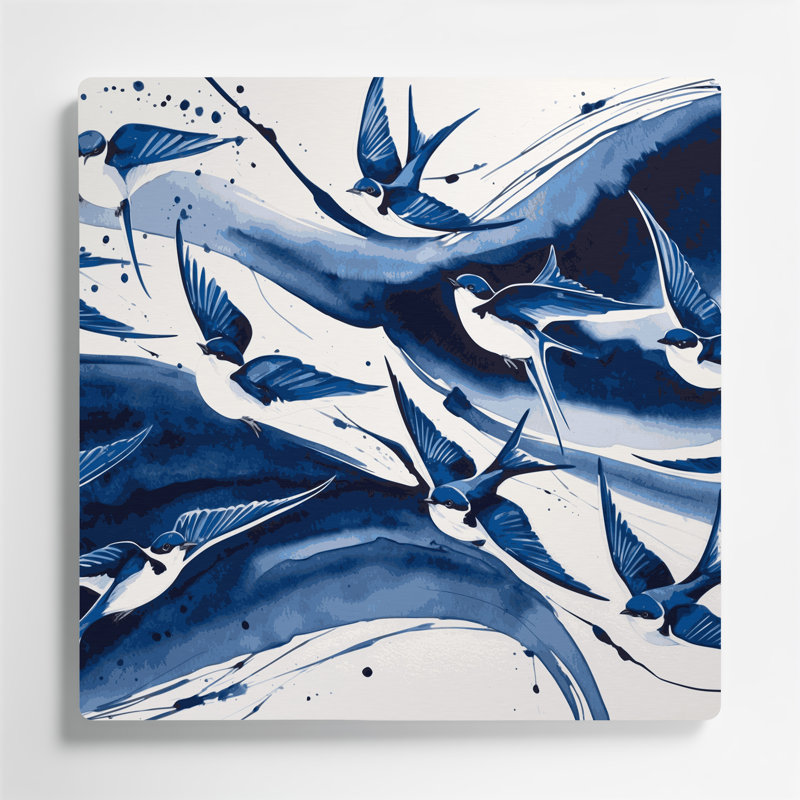 Oiseaux, art mural gris et hirondelle en métal gris, H 12 po x l 12 po