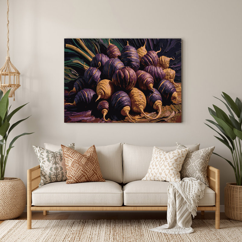 Légumes, art mural mauve en métal, H 12 po x l 18 po