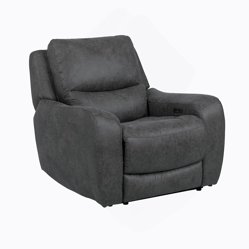 Fauteuil inclinable électrique de style contemporain avec accoudoirs surdimensionnés et cadre en bois franc en mousse à haute densité gris foncé