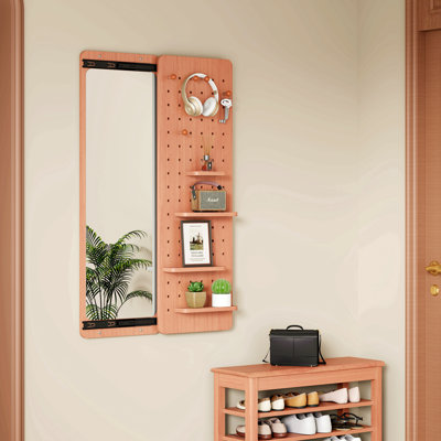 Miroir mural pleine longueur, miroir corps entier avec tablette, miroir corps entier avec crochet