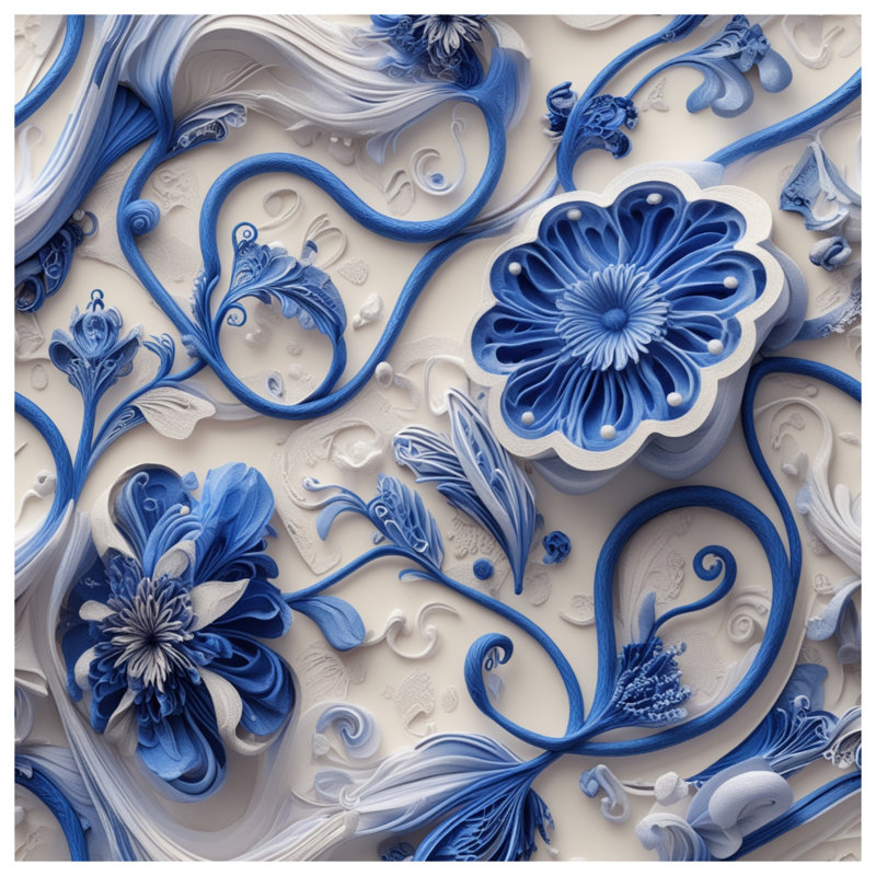 Édredon bleu à fleurs, Grand lit