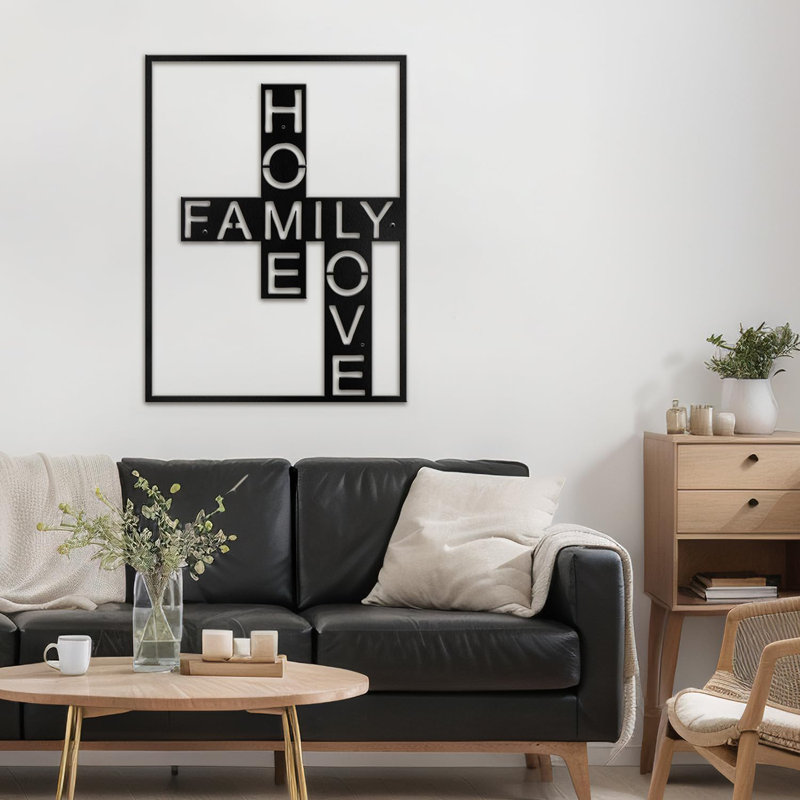 Décoration murale en métal, H 20 po x l 20 po x P 0,05 po, Noir